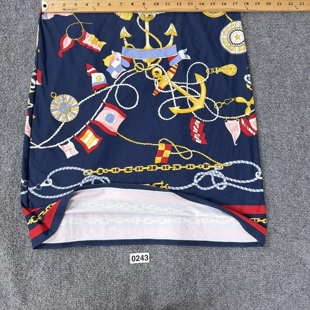 Talbots Dress Womens LP Navy Nautical Print Shift 3/4 Sleeve Stretch Petite - Picture 9 of 10